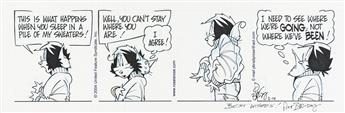 PAT BRADY (1947 - ) "Rose is Rose," group of 2 comic strips featuring Rose and Peekaboo the Cat.